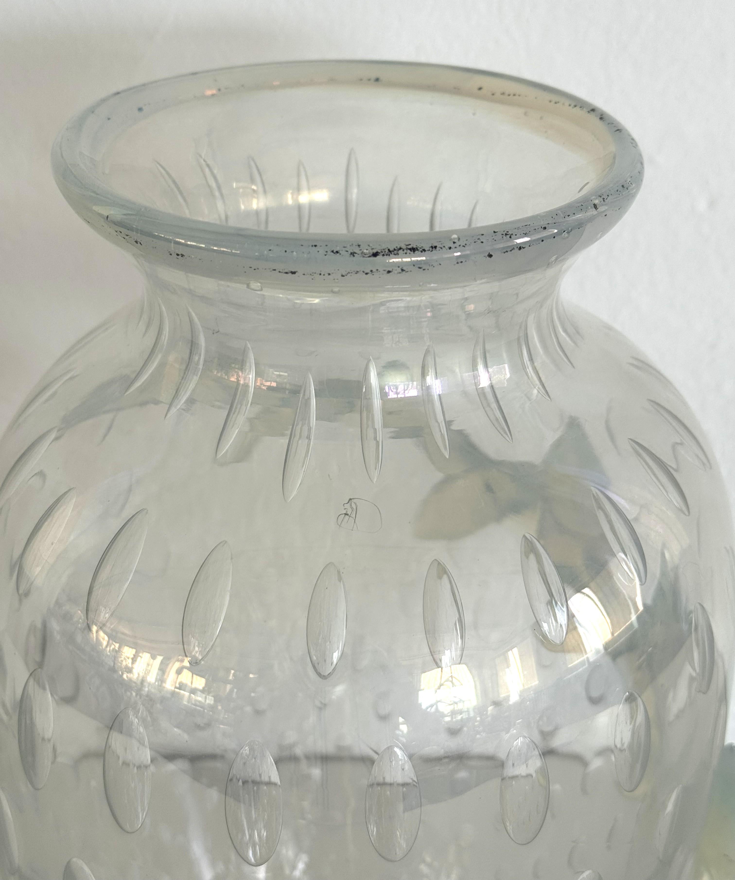 Vaso in vetro di Murano con bolle d'aria e ghirlanda di vetro In condizioni buone in vendita a Morazzone, Varese