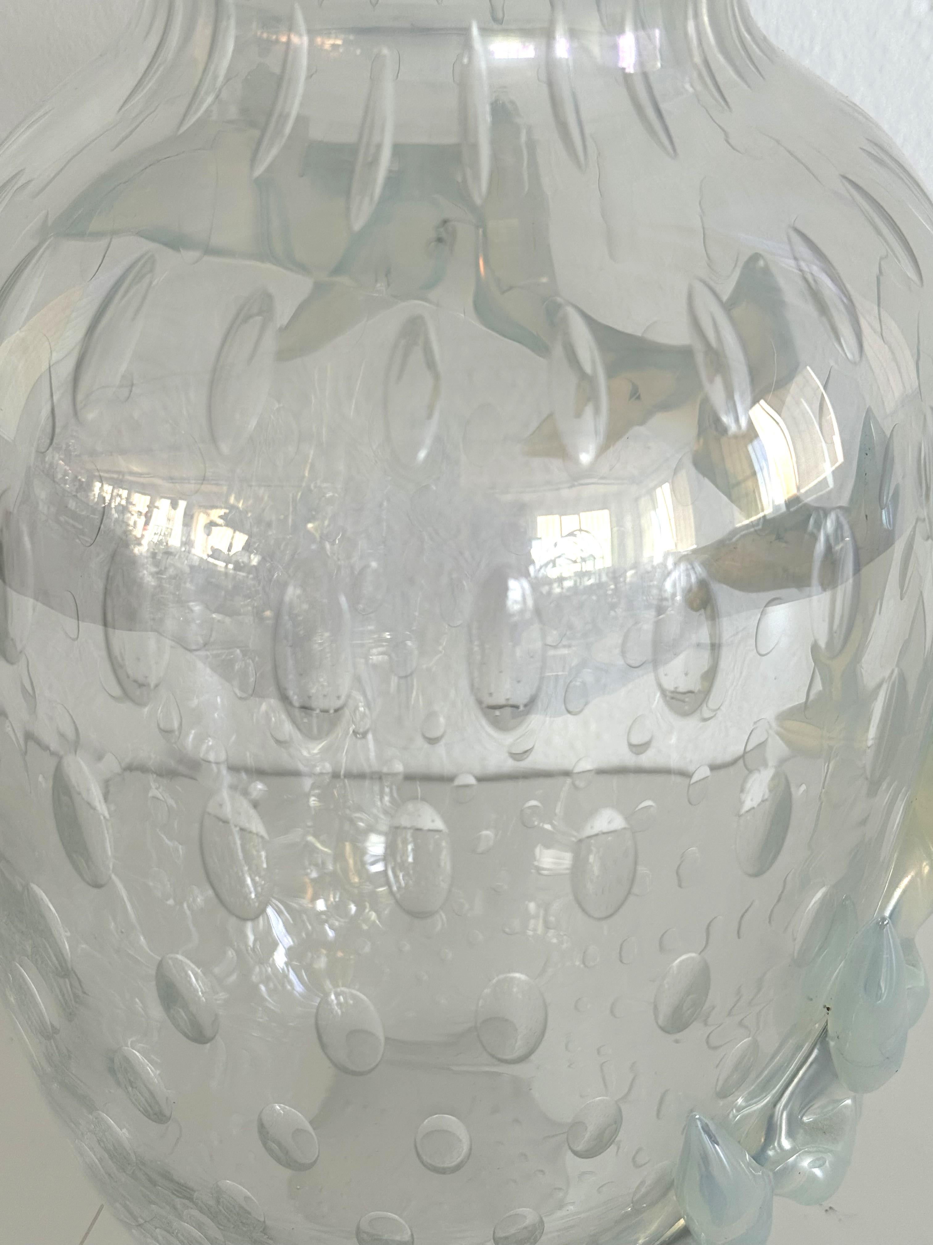 Fine XX secolo Vaso in vetro di Murano con bolle d'aria e ghirlanda di vetro in vendita