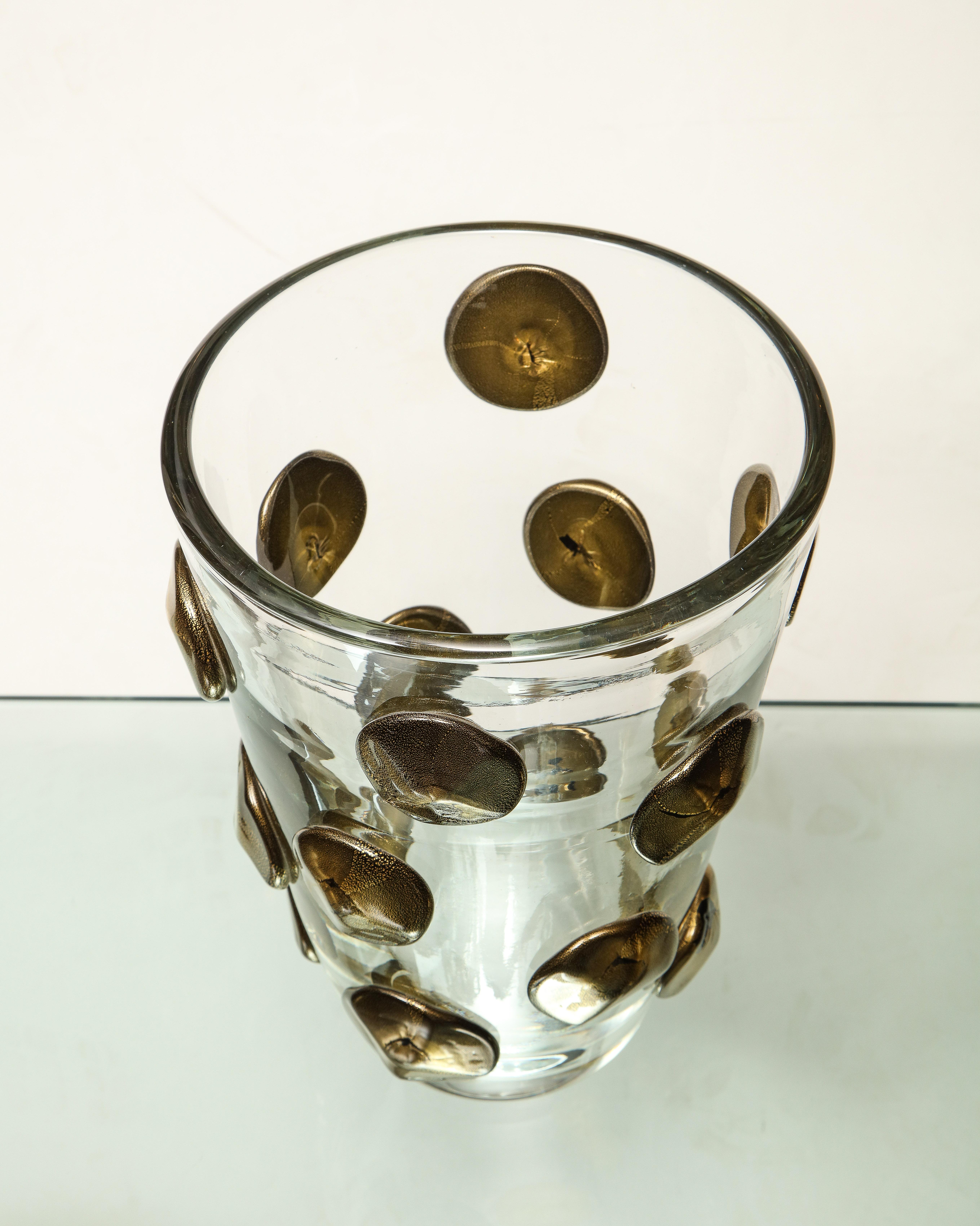 Vaso in vetro di Murano italiano con Dot neri e oro in vendita 1