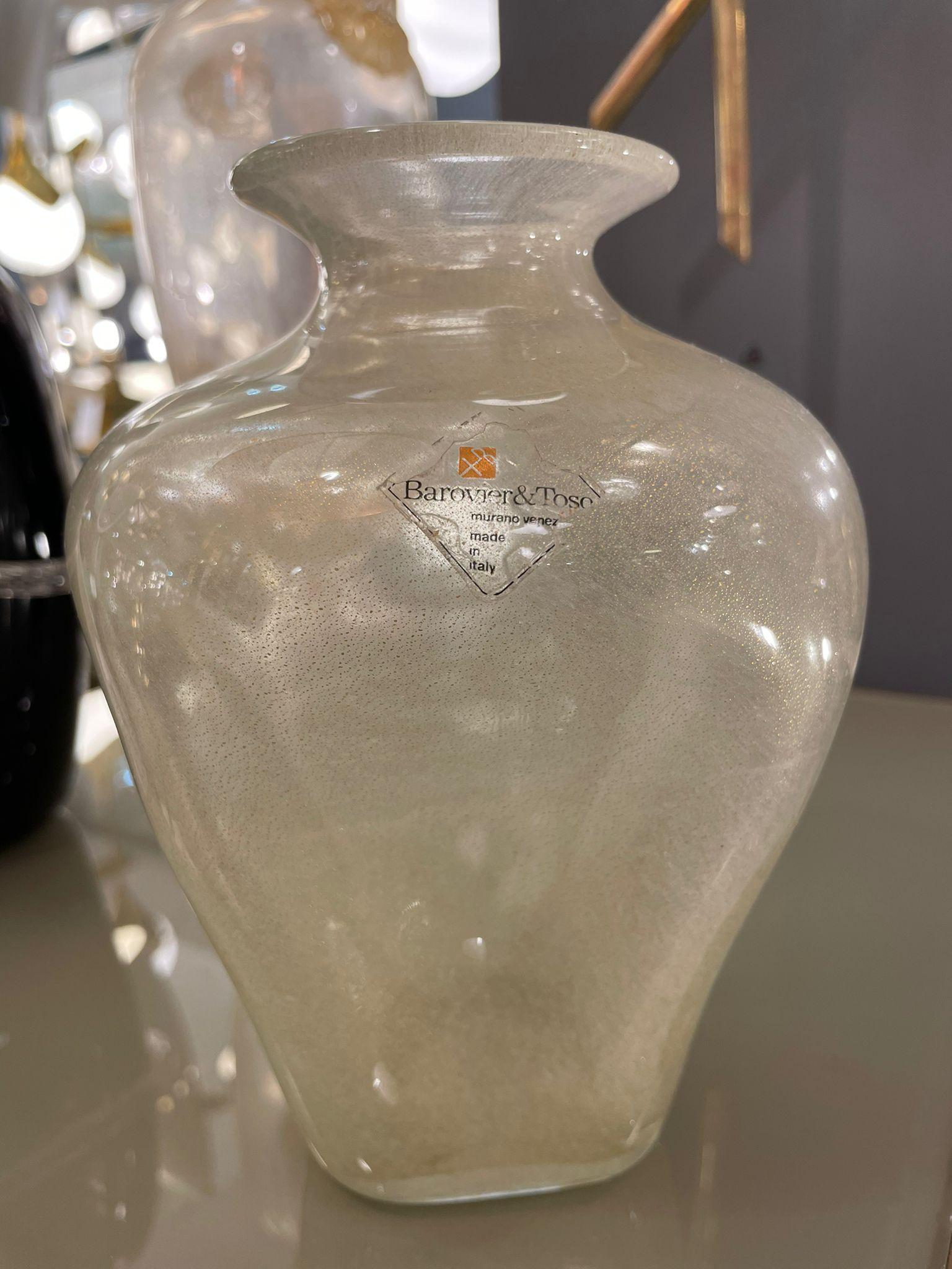 Mid-Century Modern Vase italien en verre de Murano avec inclusion d'or par Barovier&Toso, vers 1950 en vente
