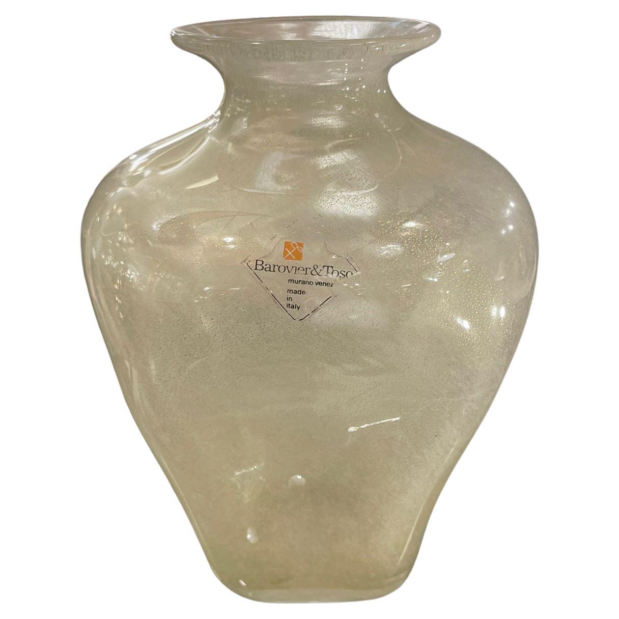 Italian Murano Glass Vase with Gold Inclusion by Barovier & Toso, circa 1950 For Sale