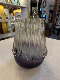 Italian Murano Glass Vase with Vertical Ridges, 1970s