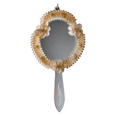 Italian Murano Glass Venetian Hand Wall Mirror in Yellow