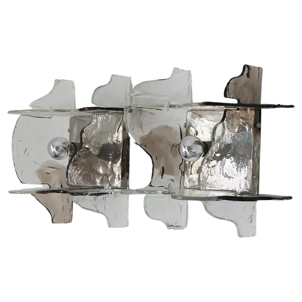 Lampade da parete in vetro di Murano di Carlo Nason per Mazzega Murano, anni '70, Set di 2