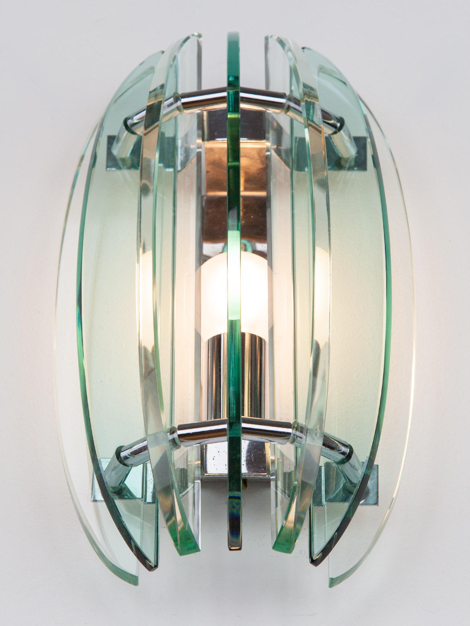 Mid-Century Italian Glass Wall Light by Veca, Pale Green, 1970s  5