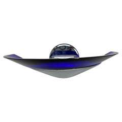 Postmodern Italian Cobalt Blue Murano Glass & Chrome Wall Sconce, 1980s 1 of 7