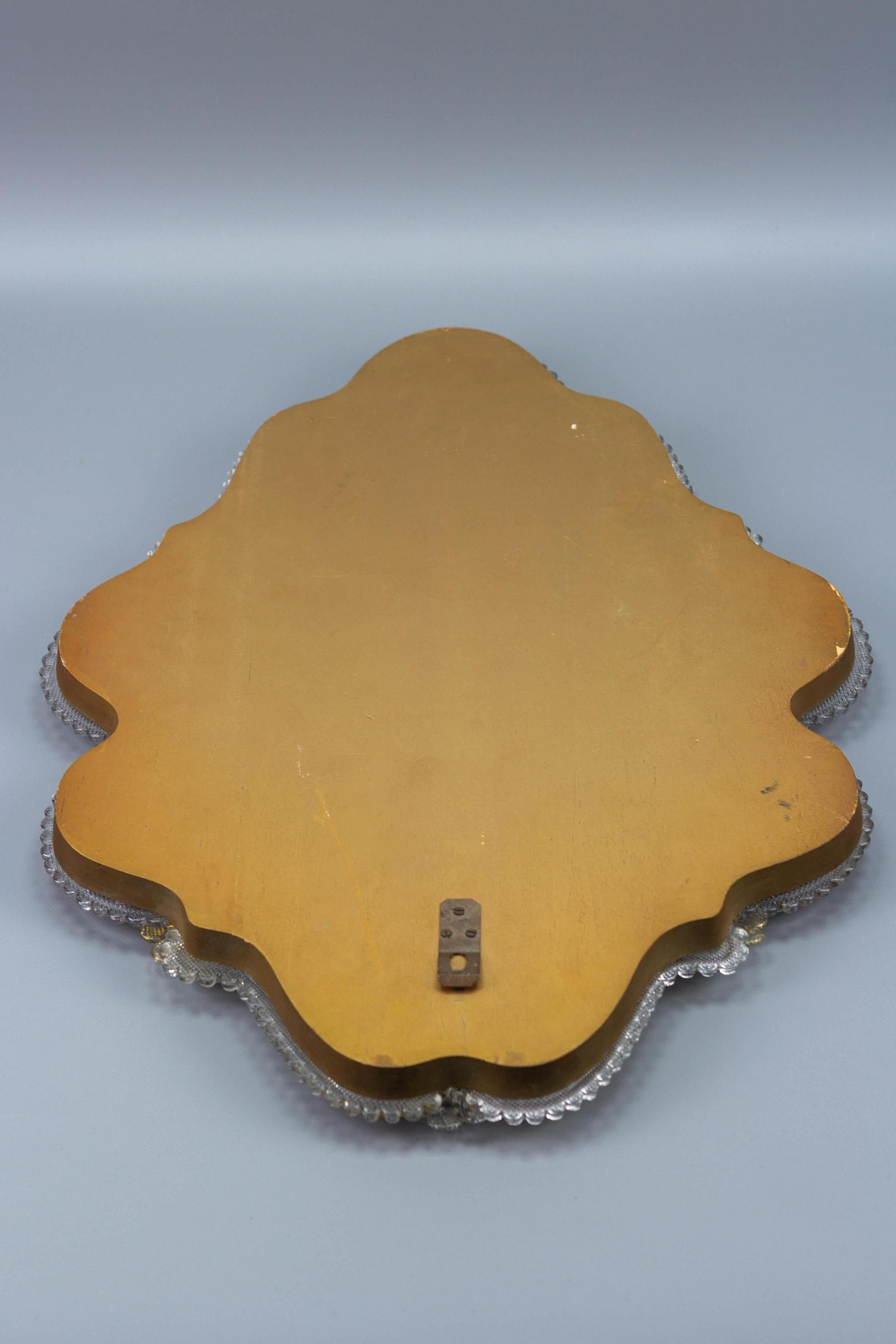 Italian Murano Glass Wall Mirror Clear and Light Golden Glass, circa 1950s 10