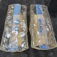Italian Murano Glass Wall Sconces by Mazzega, Set of 3