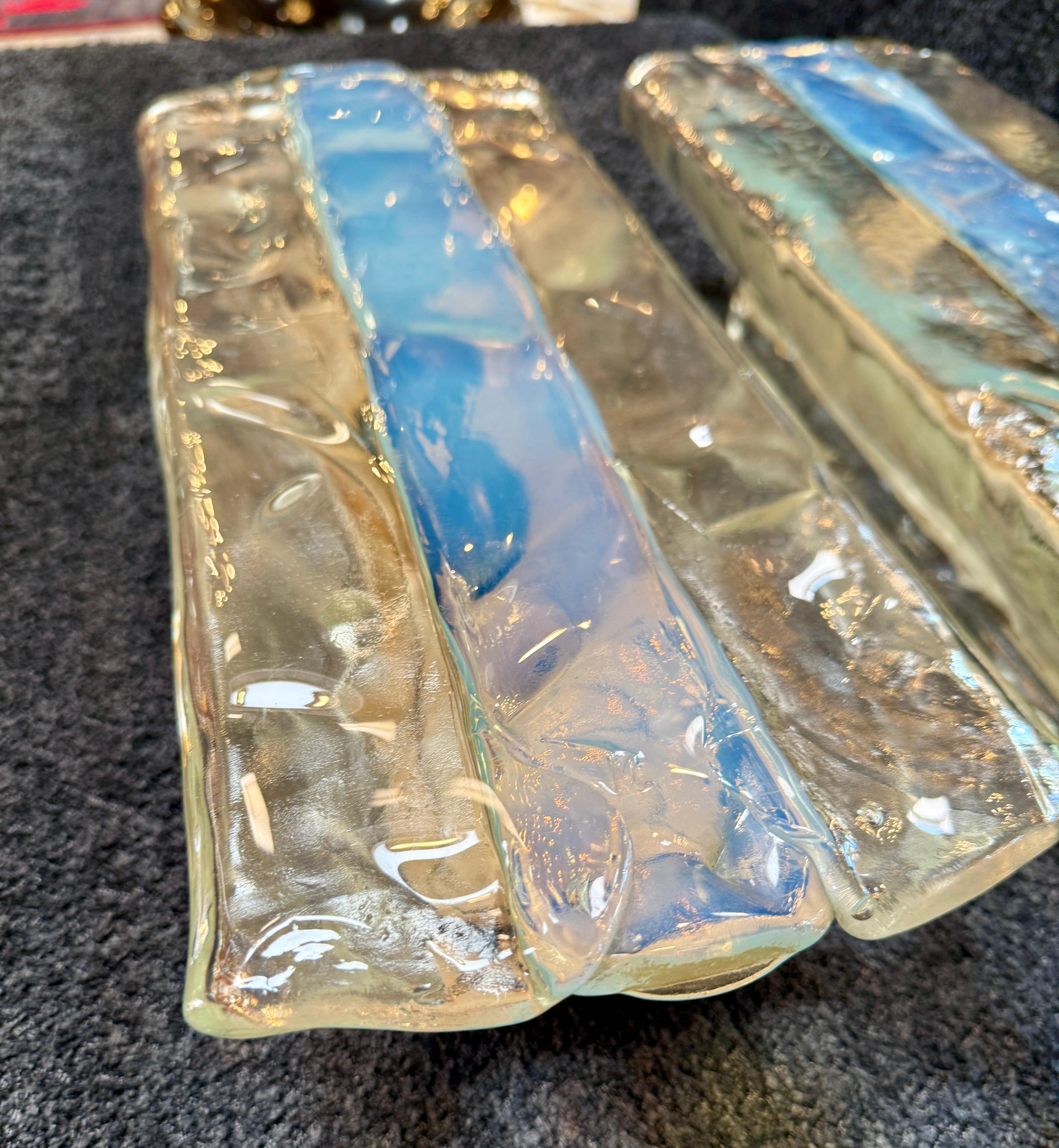 Italian Murano Glass Wall Sconces by Mazzega, Set of 3 Italiano en venta