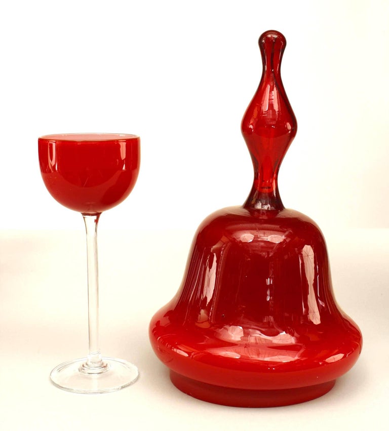 Italian Murano Glass Wine Service Comprised of 14 Glasses and Decanter