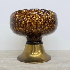 Italienische Murano-Glas mit Messing-Mittelstück Schale , 1970er Jahre
