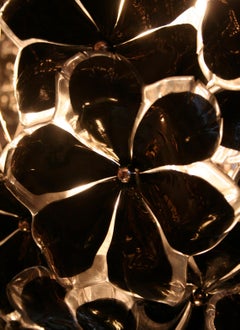 Italienischer Murano-Kugelkranz-Kronleuchter mit schwarzen Blumen im Stil von Cenedese
