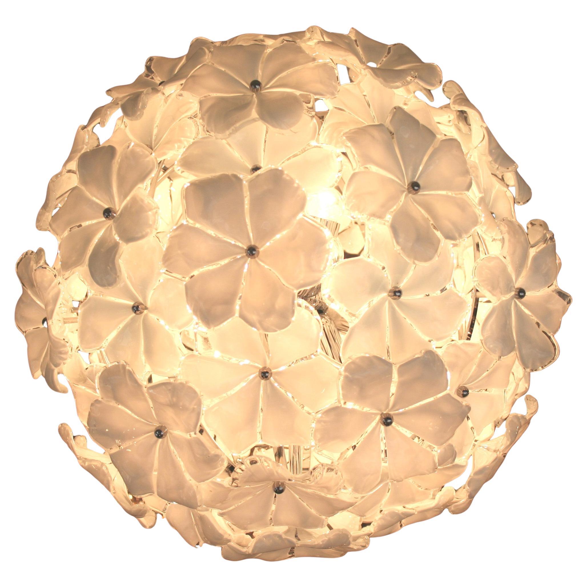 Italian Murano Globe custom Flower Chandelier in the Style of Cenedese