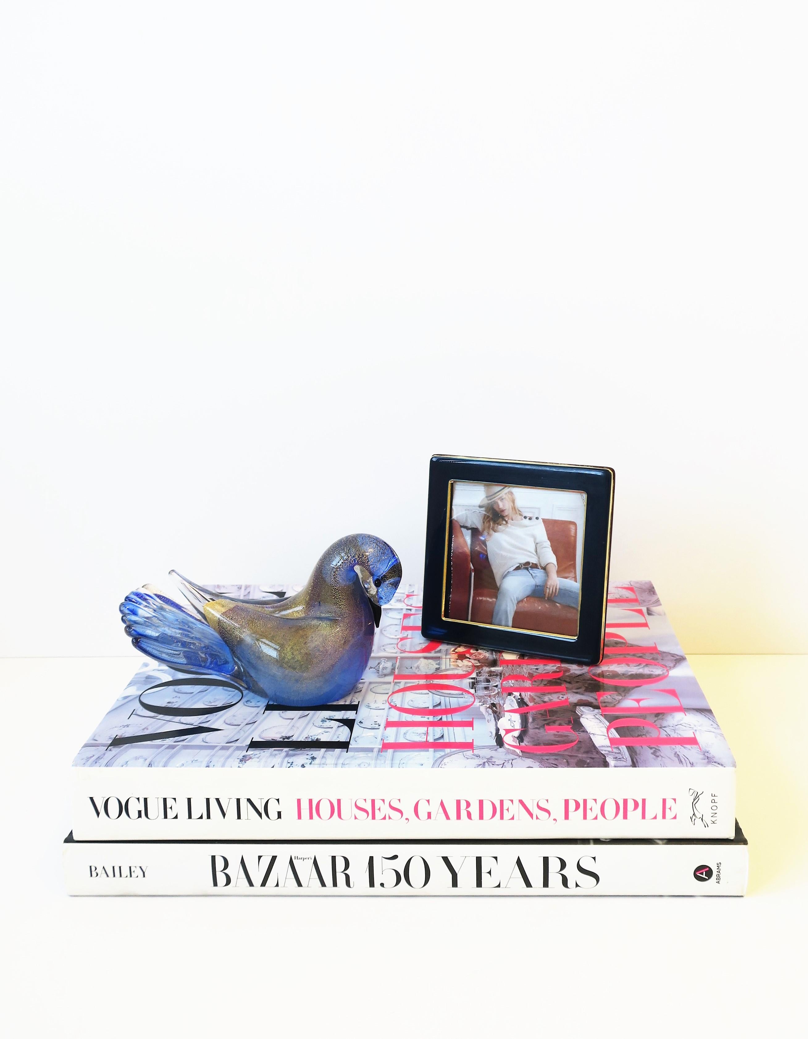 Modern Italian Murano Gold and Blue Art Glass Bird Dove Sculpture