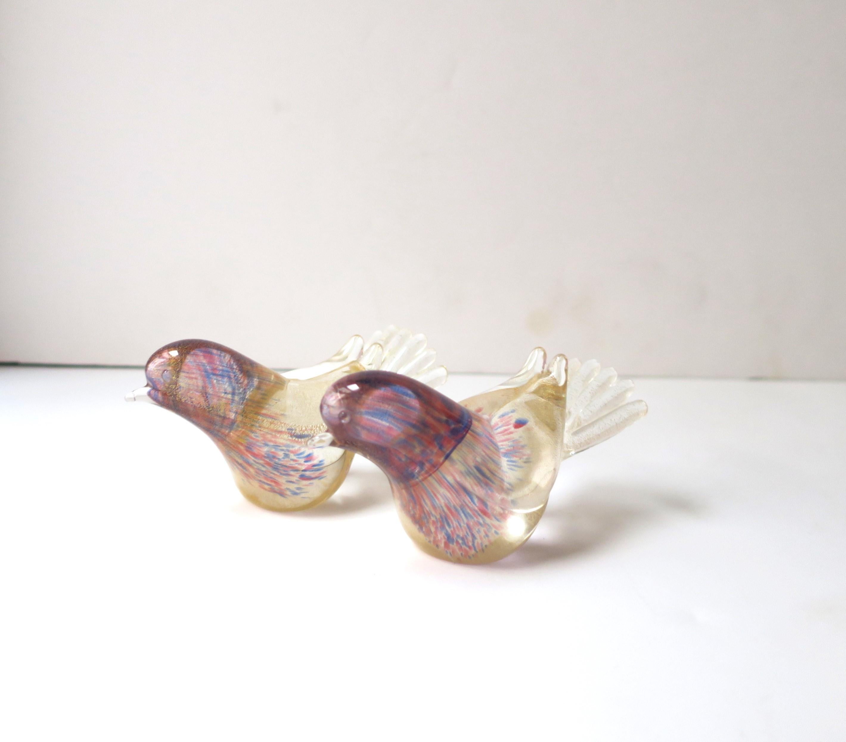 Paire d'oiseaux en verre d'art italien de Murano, Barbini Seguso en vente 3