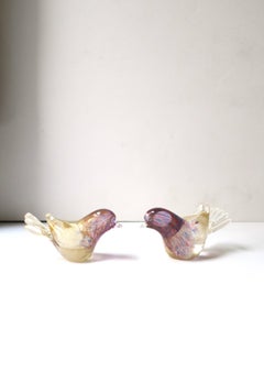 Italian Murano Art Glass Love Birds Barbini Seguso, Pair