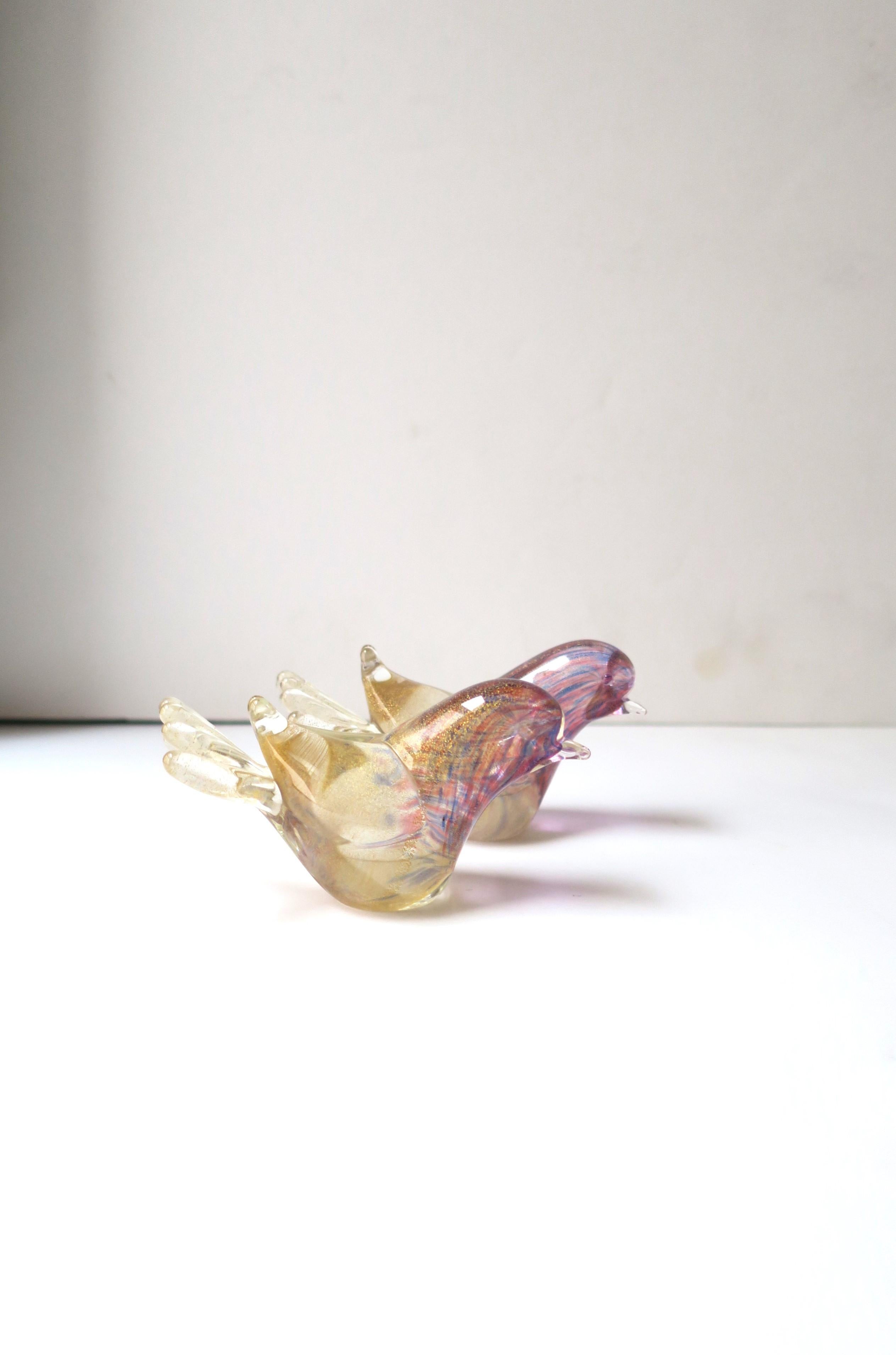 Italian Murano Art Glass Love Birds Barbini Seguso, Pair For Sale 1