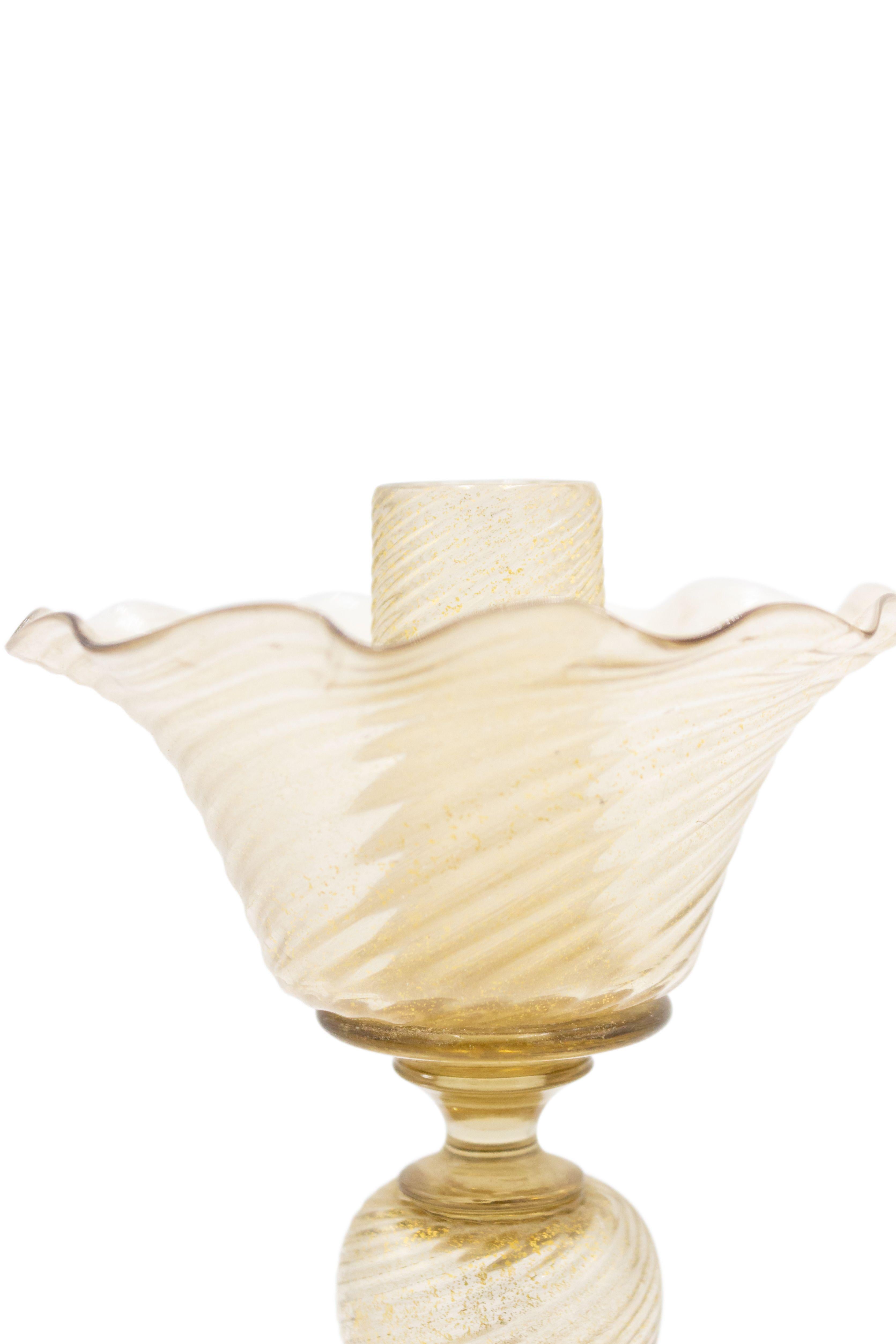 Italienischer Murano Kerzenleuchter aus goldbestäubtem Glas (Handgefertigt) im Angebot