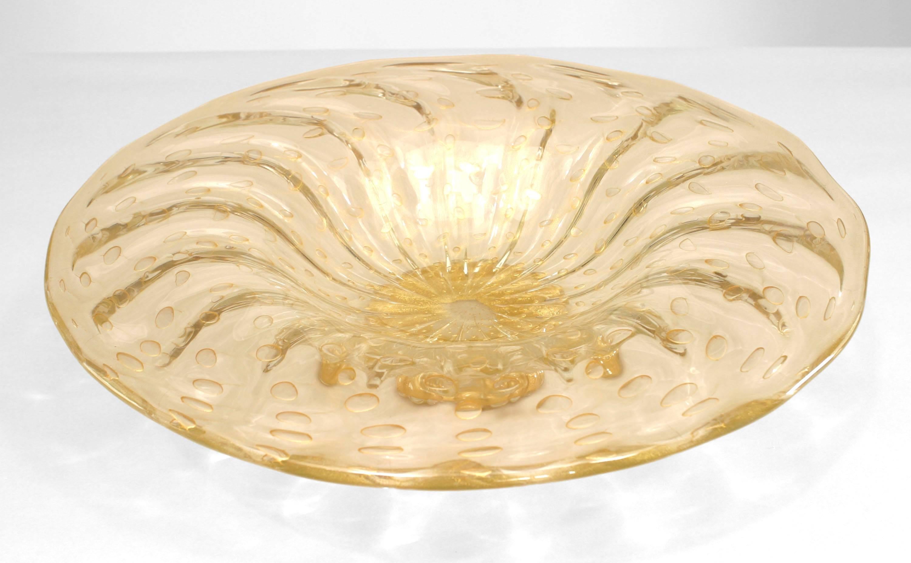 Modern Italian Murano Gold Dusted Glass Centerpiece or Compote