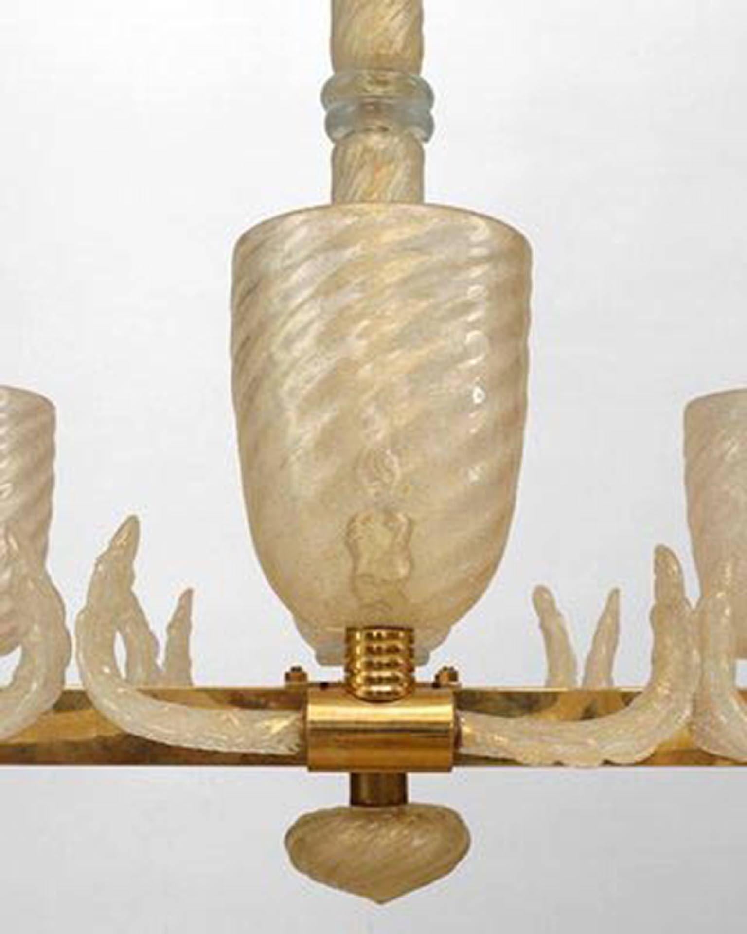 2 italienische Murano-Pulegoso-Kronleuchter aus Goldstaubglas mit Staubglas (Italienisch) im Angebot