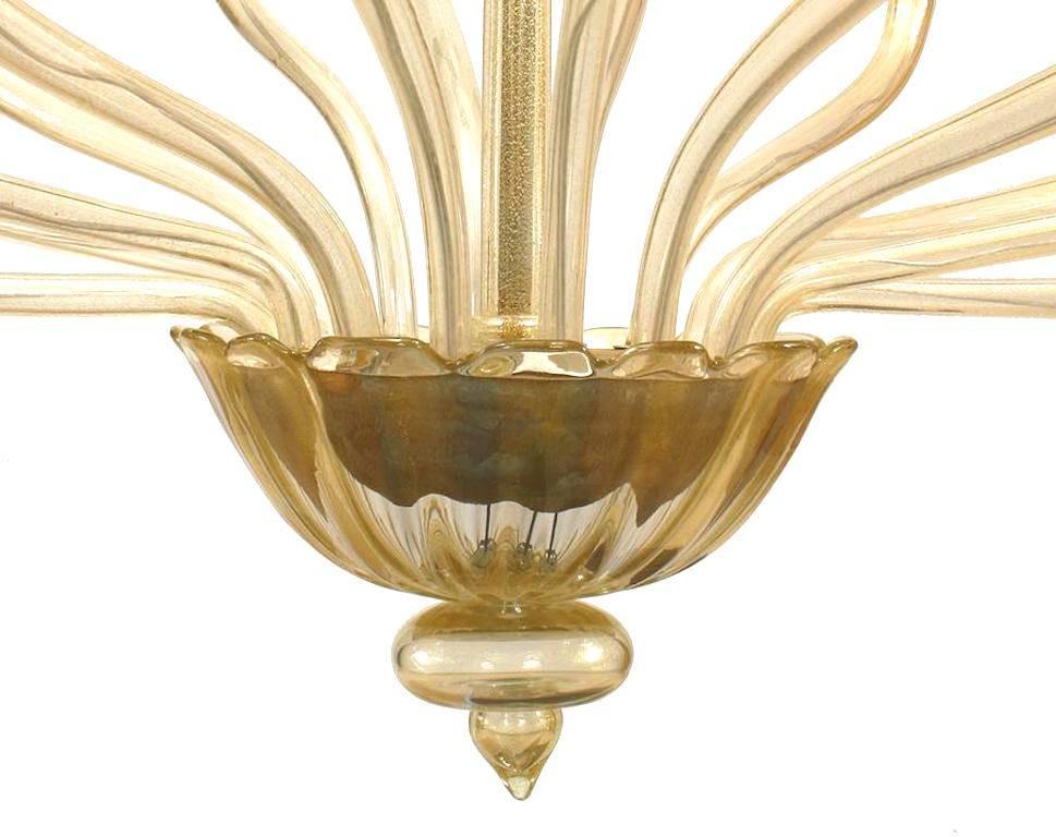 Italian Murano Gold Dusted Glass Chandelier In Good Condition For Sale In New York, NY