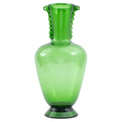 Retro Italian Murano Green Empoli Glass Vase