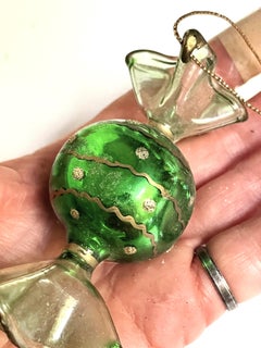 Italian Murano Green Glass Wrapped Candy Christmas Tree Ornament