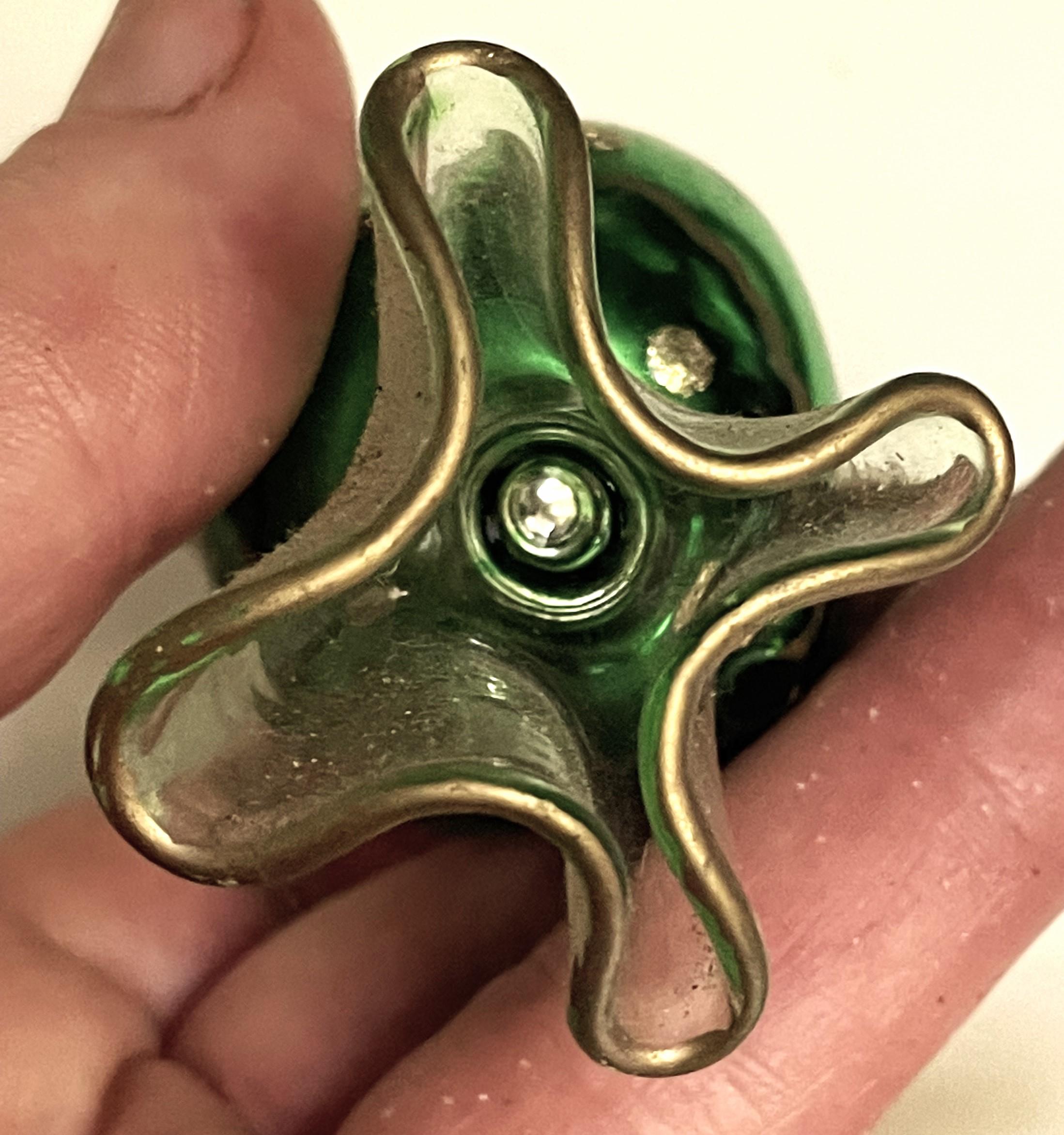 Italian Murano Green Glass Wrapped Candy Christmas Tree Ornament For Sale 1