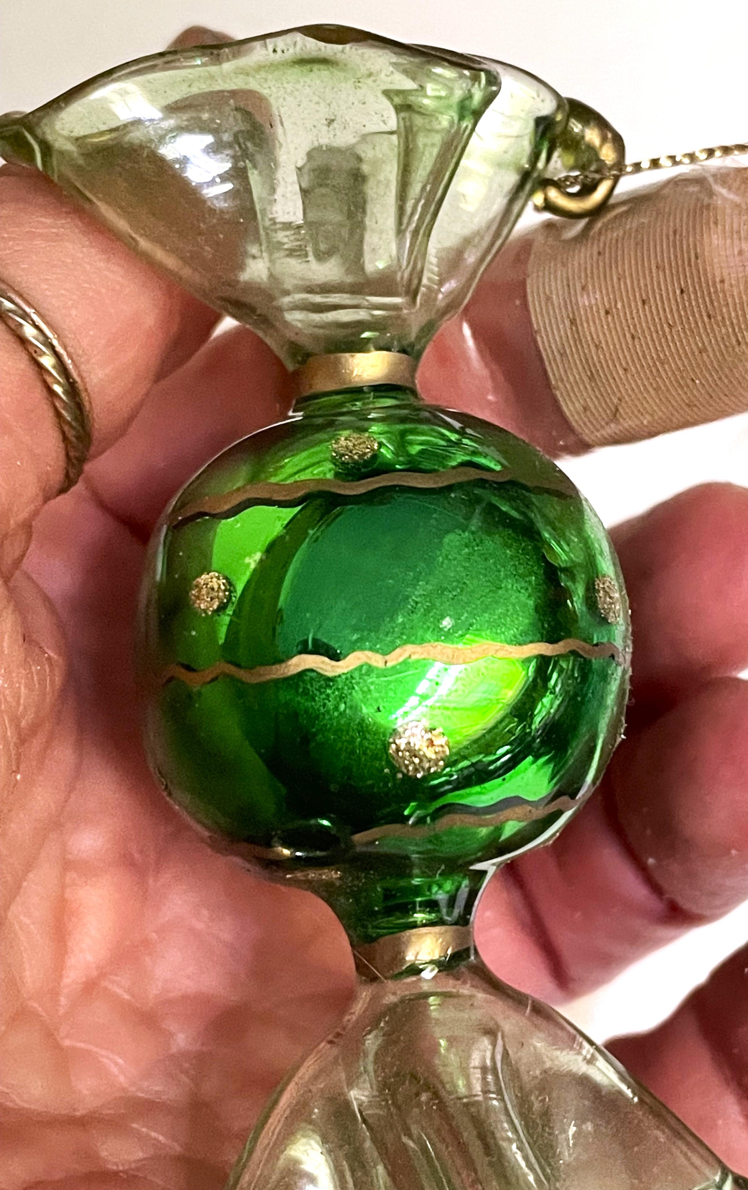 Italian Murano Green Glass Wrapped Candy Christmas Tree Ornament For Sale 3