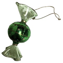 Italienische Murano Grünglas gewickelt Candy Weihnachtsbaum Ornament