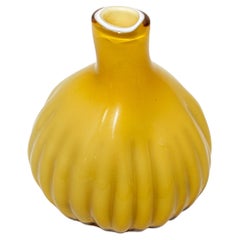 Retro Italian Murano Hand Blown Art Glass Vase Yellow