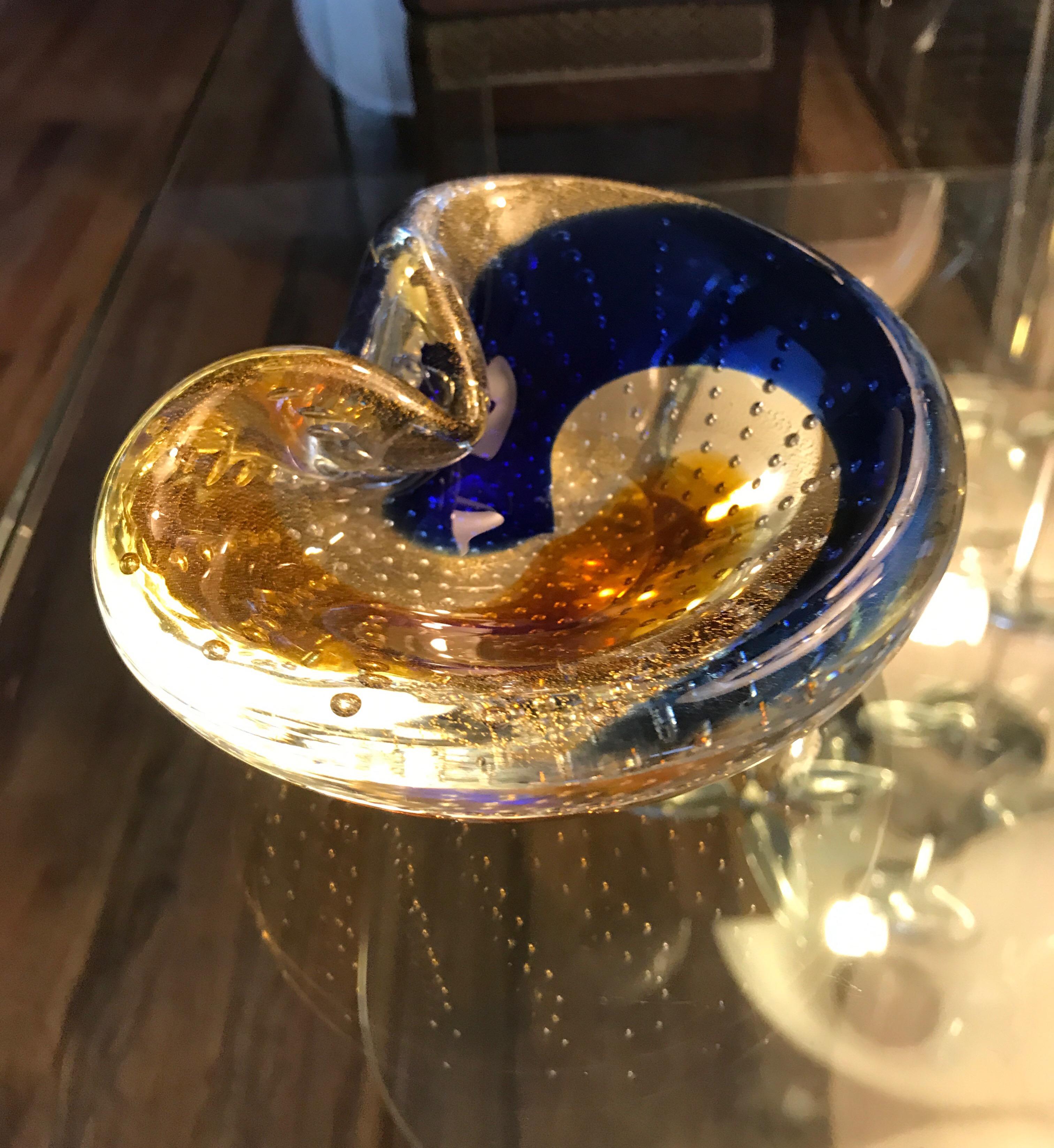 Italian Murano Hand Blown Glass Midcentury Bowl or Ashtray 13