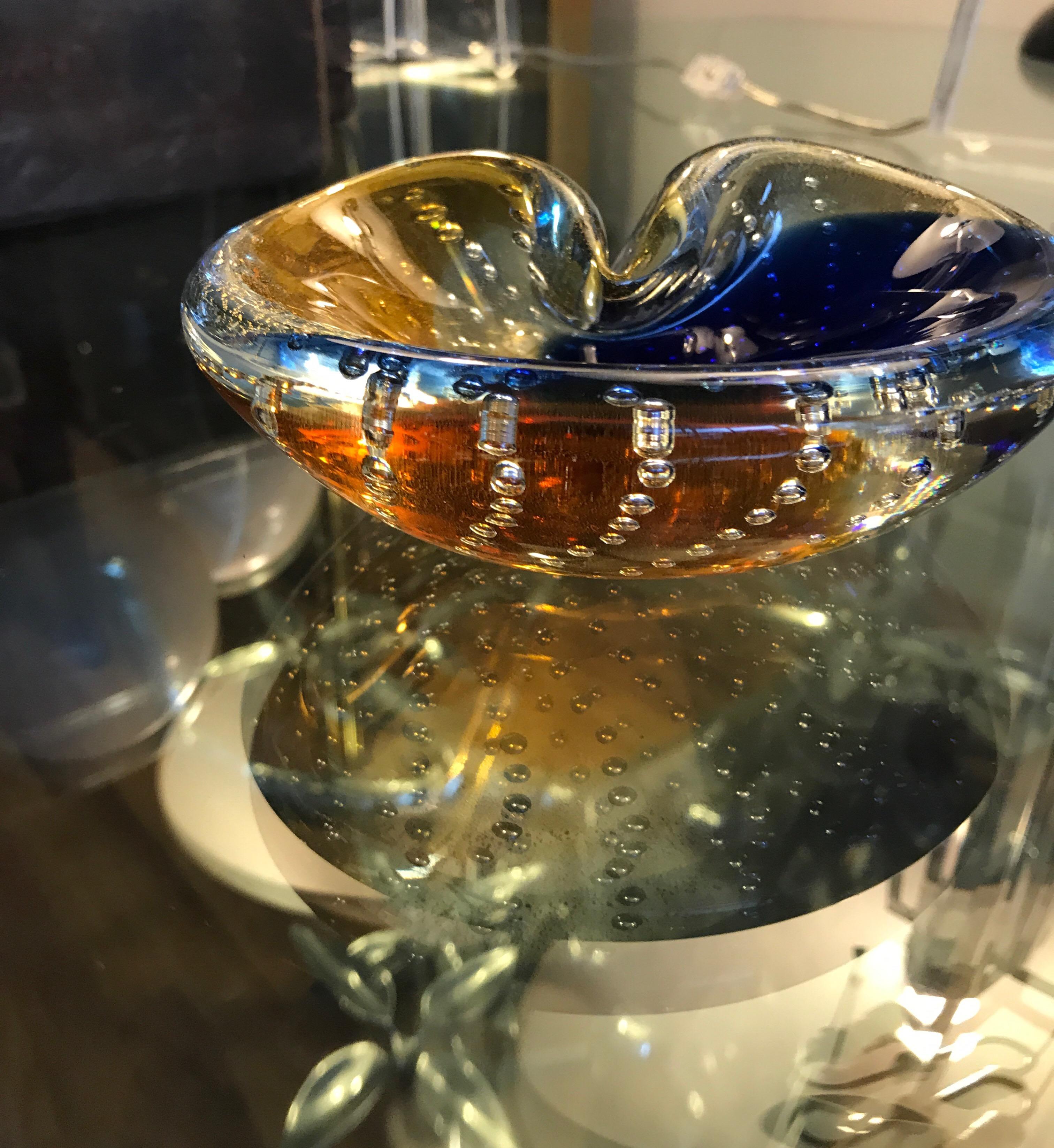 Mid-Century Modern Italian Murano Hand Blown Glass Midcentury Bowl or Ashtray