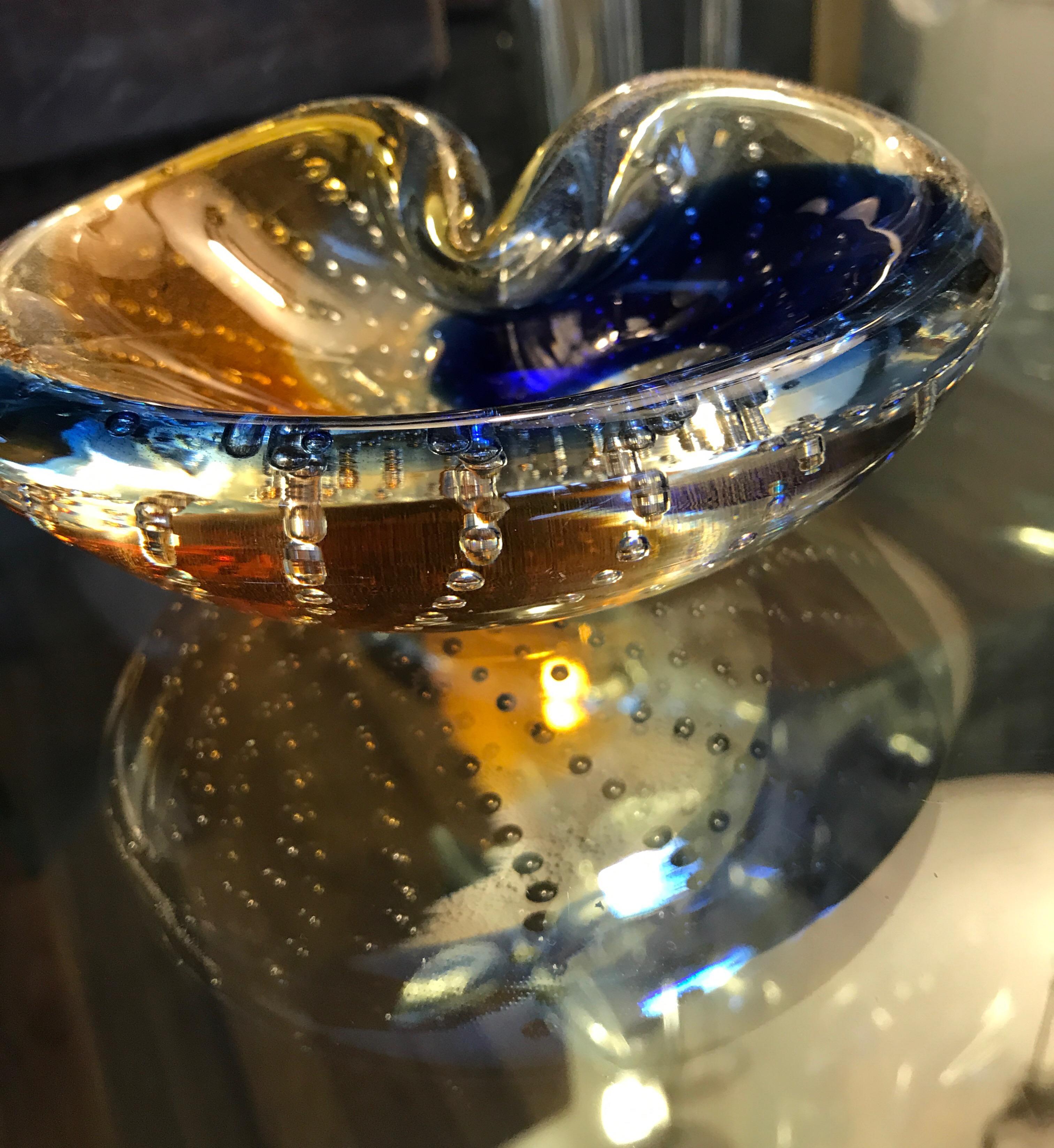 Italian Murano Hand Blown Glass Midcentury Bowl or Ashtray In Good Condition In Chicago, IL