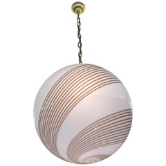 Italian Murano  Hand Blown Opaque Pendant Ceiling Lamp Attributed to Venini