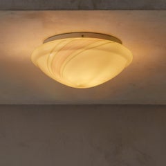 Italian Murano Hand-Blown Swirl Glass Flush Mount, 1970s