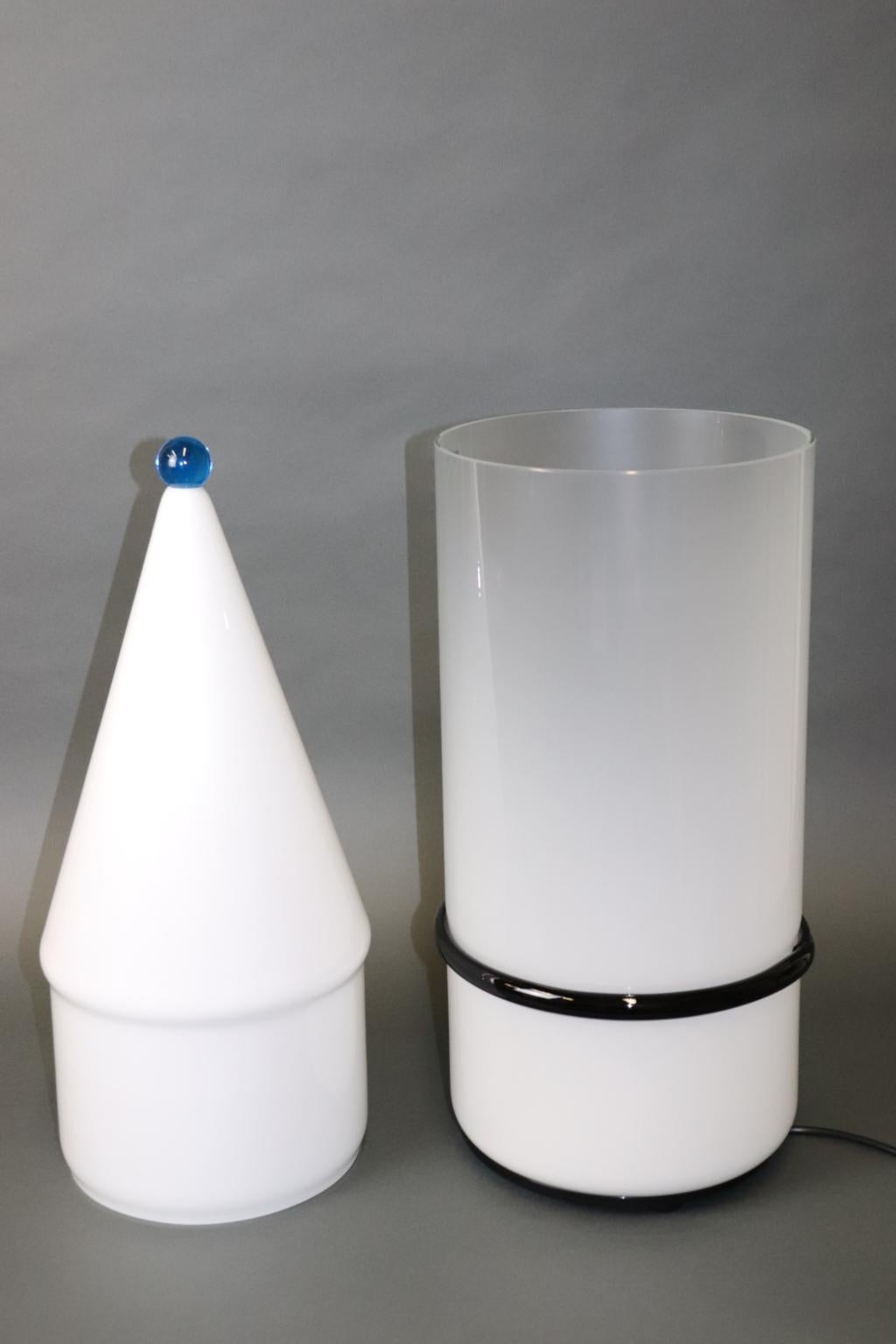 Italian Murano Hand Blown Table Lamp Aquamarine Glass Ball Detail For Sale 3