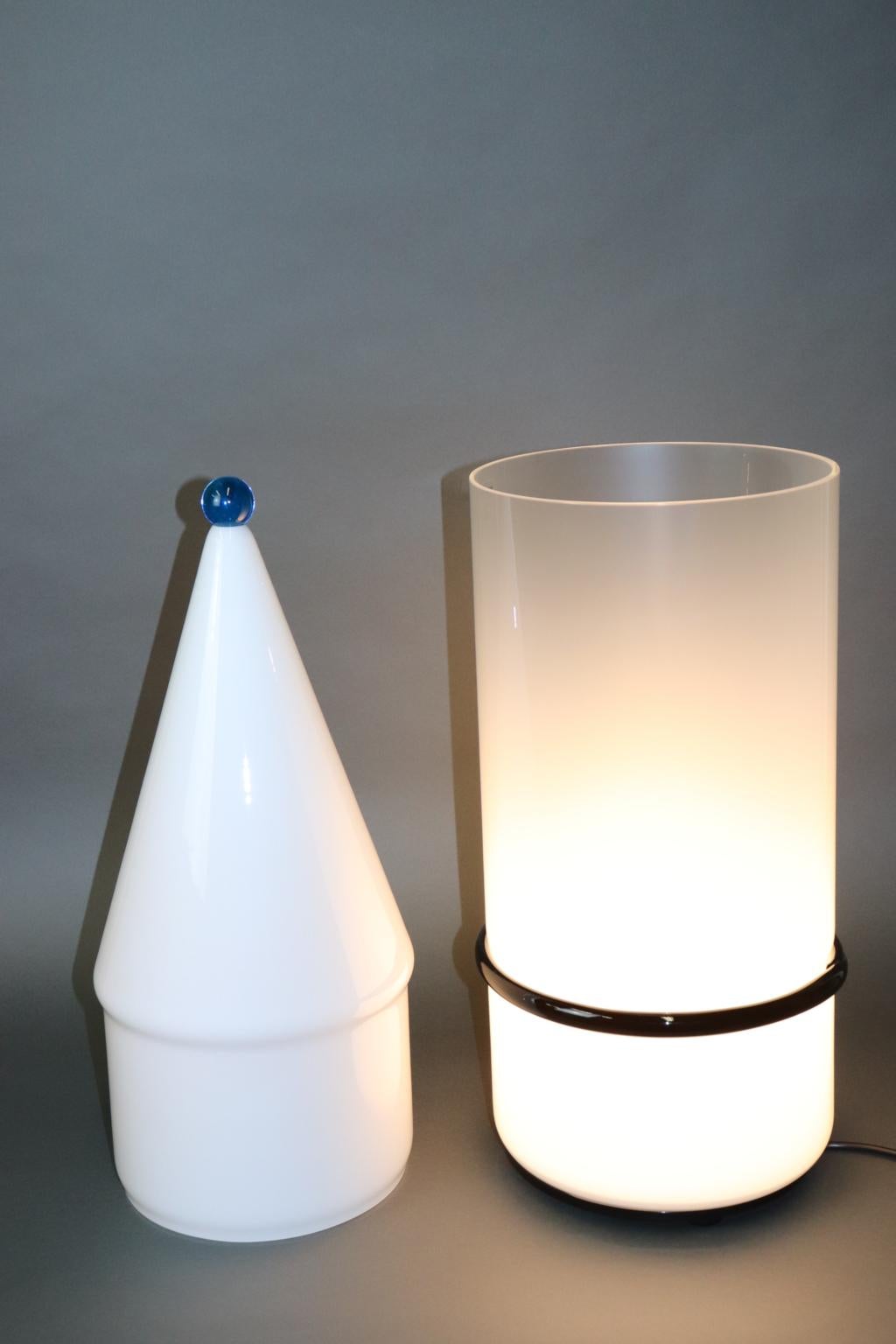 Italian Murano Hand Blown Table Lamp Aquamarine Glass Ball Detail For Sale 4