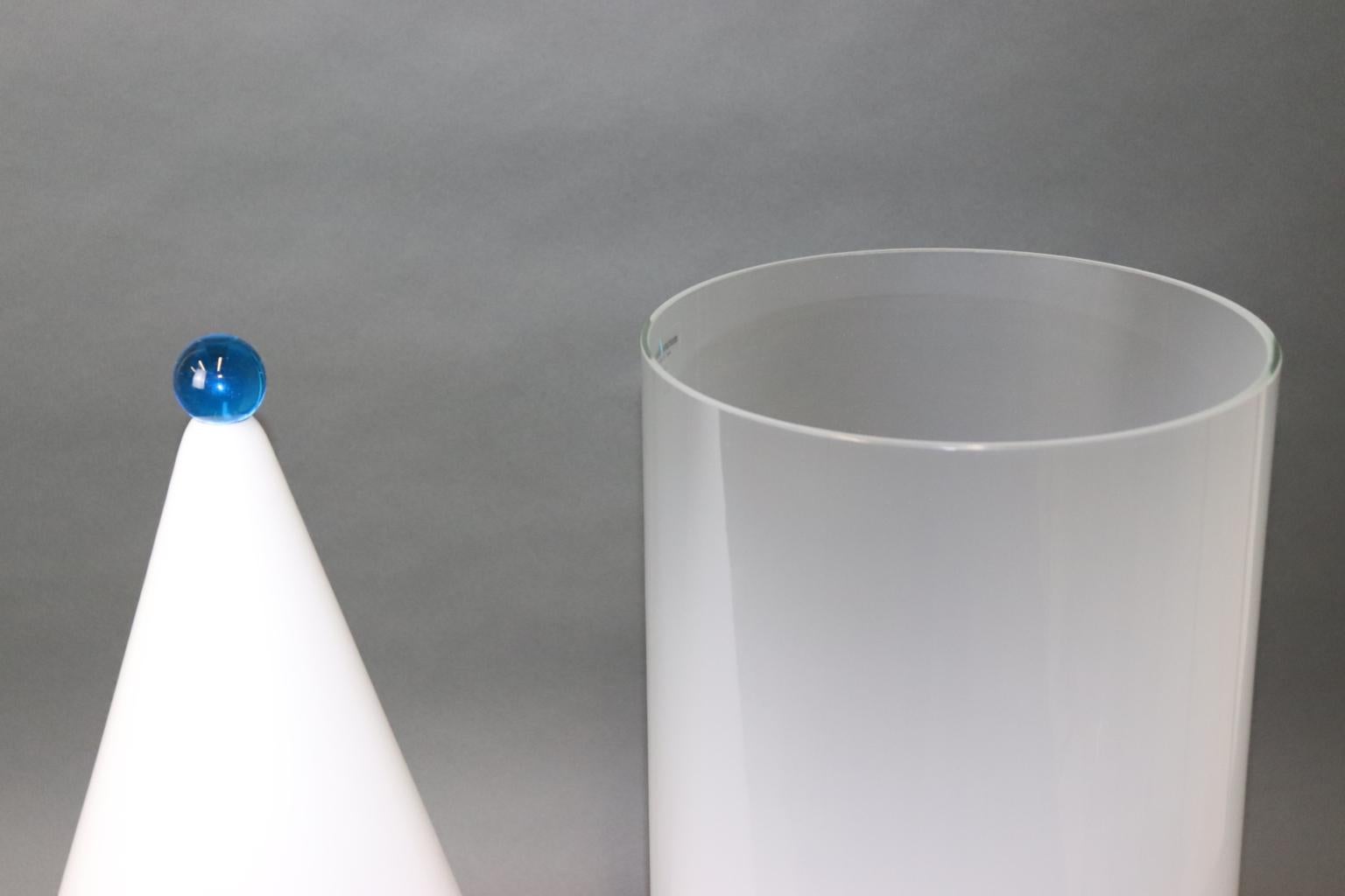 Italian Murano Hand Blown Table Lamp Aquamarine Glass Ball Detail For Sale 6