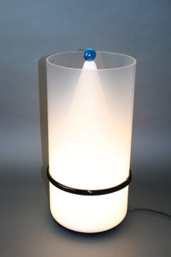 Italian Murano Hand Blown Table Lamp Aquamarine Glass Ball Detail