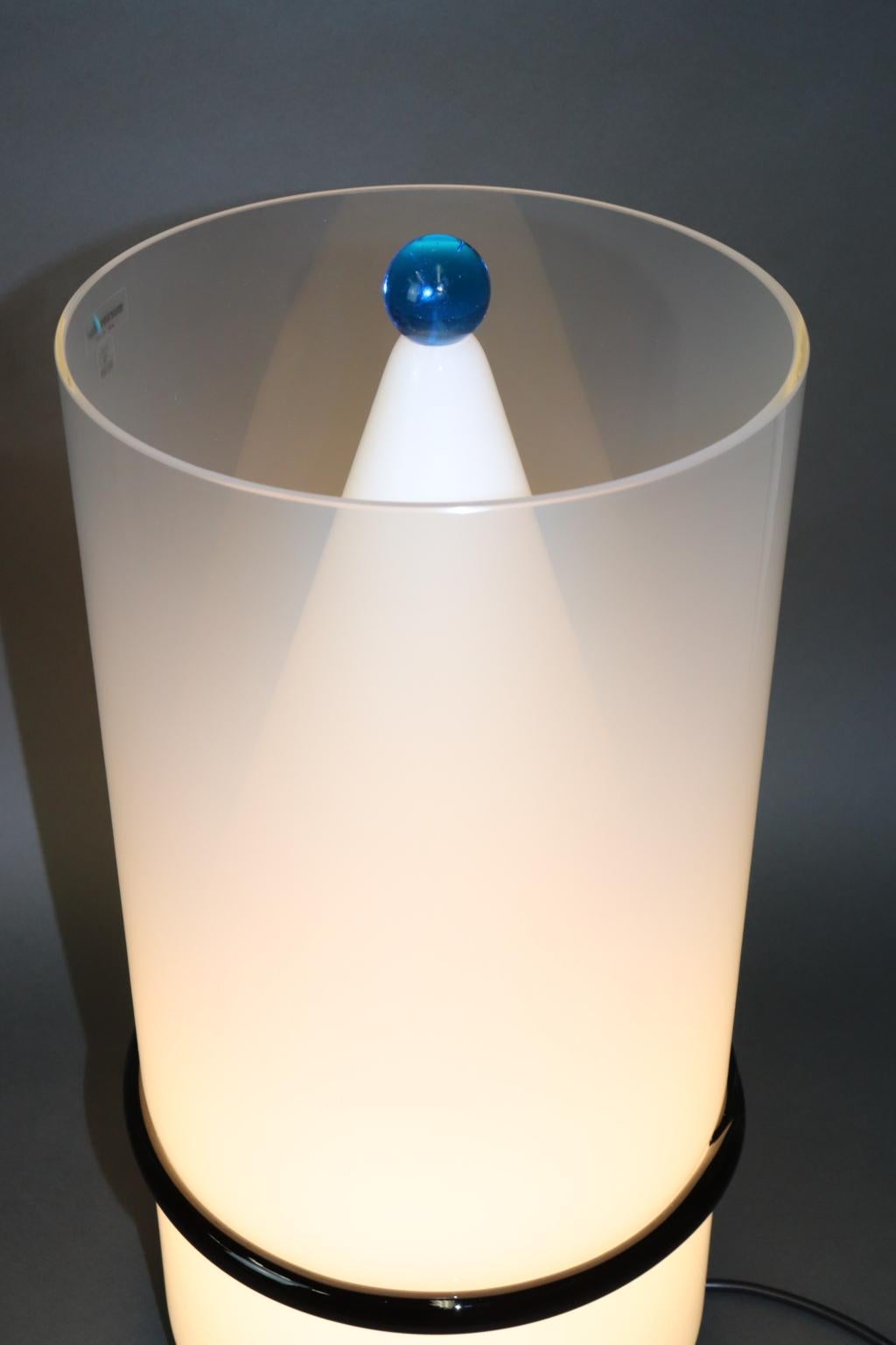Blown Glass Italian Murano Hand Blown Table Lamp Aquamarine Glass Ball Detail For Sale