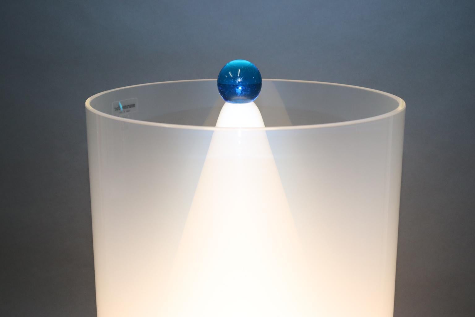 Italian Murano Hand Blown Table Lamp Aquamarine Glass Ball Detail For Sale 1