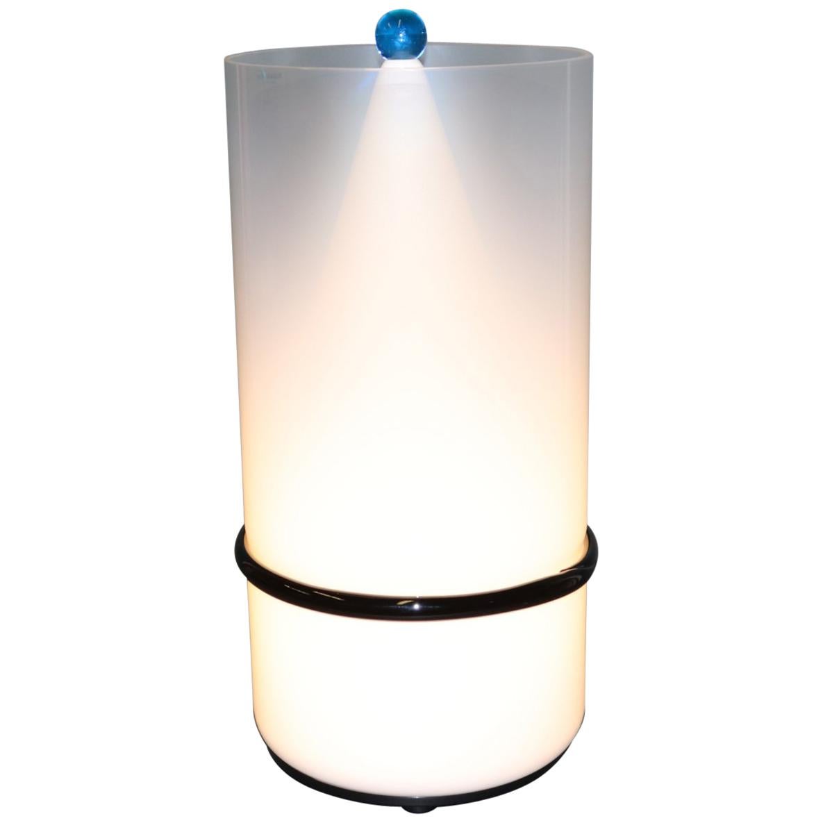 Italian Murano Hand Blown Table Lamp Aquamarine Glass Ball Detail For Sale