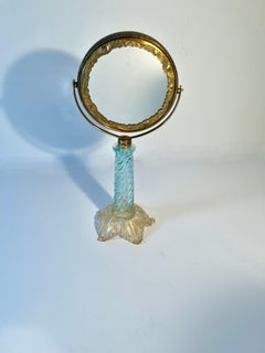 Miroir de table en verre artisanal italien de Murano avec grossissement