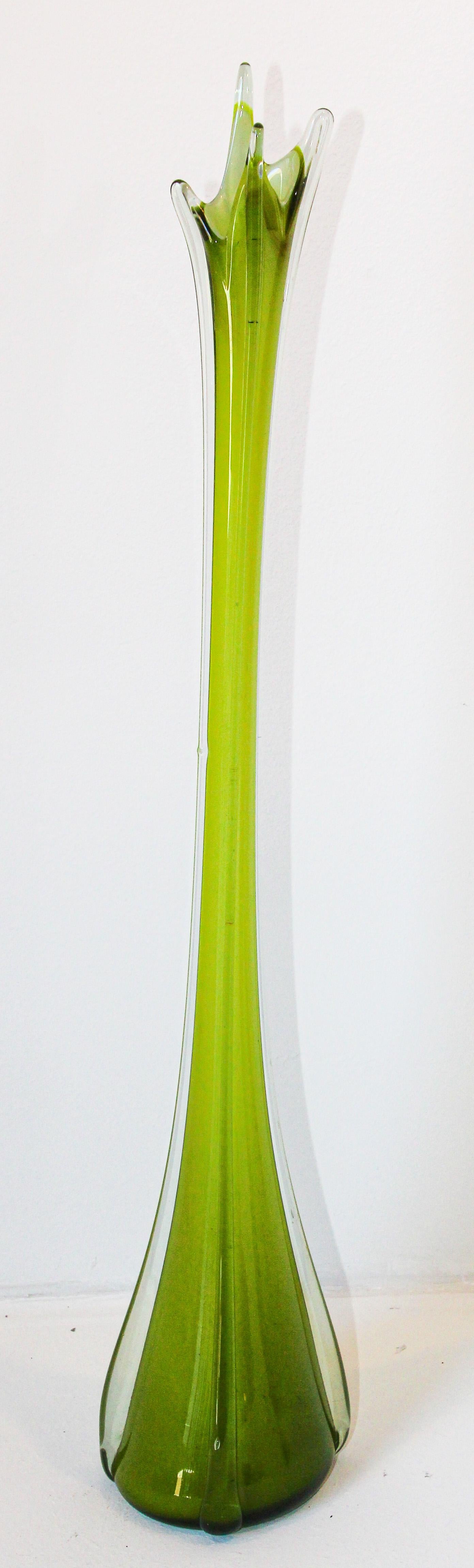 Italian Murano Handblown Art Glass Vase Sculpture Long Neck For Sale 5
