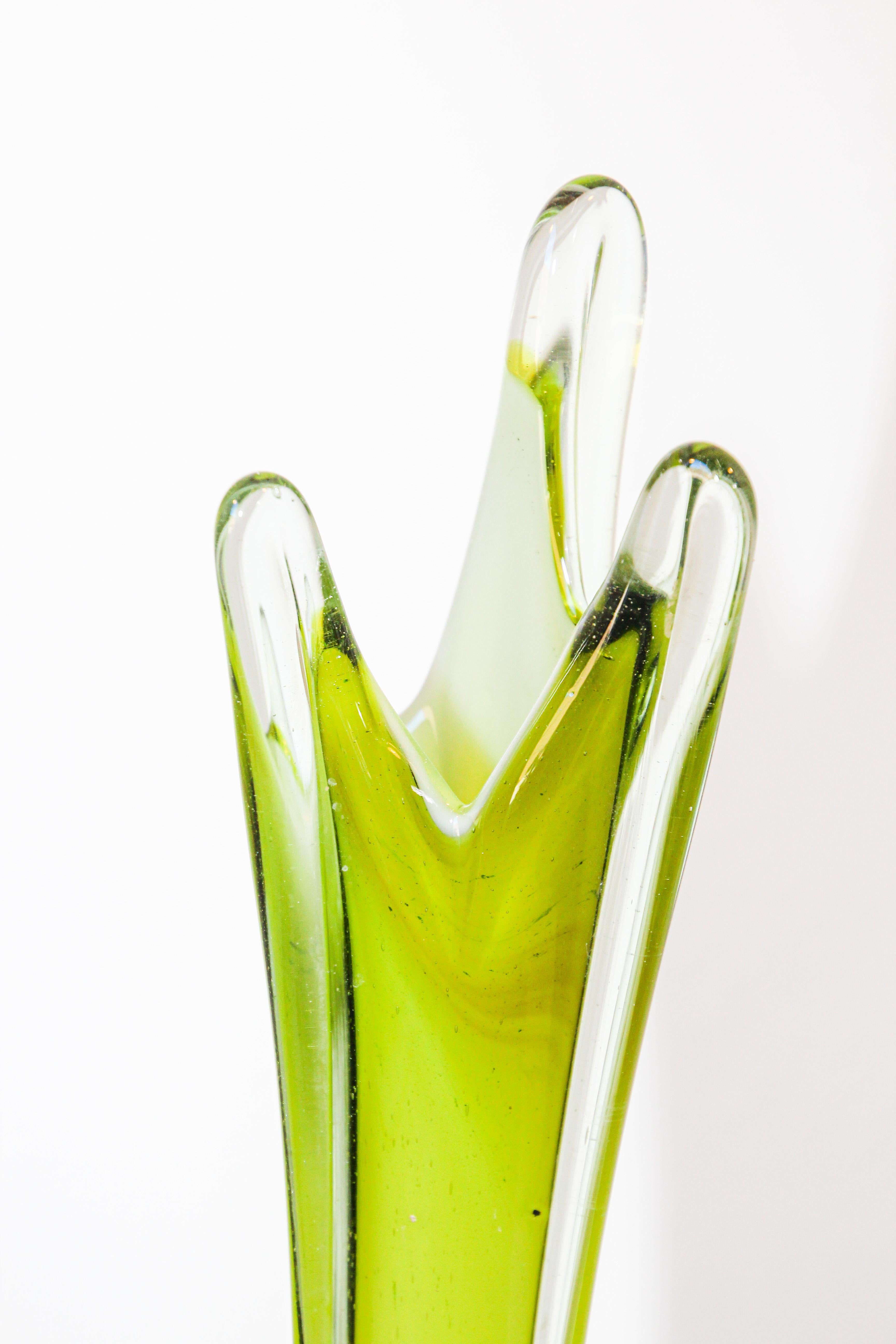 Hand-Crafted Italian Murano Handblown Art Glass Vase Sculpture Long Neck For Sale