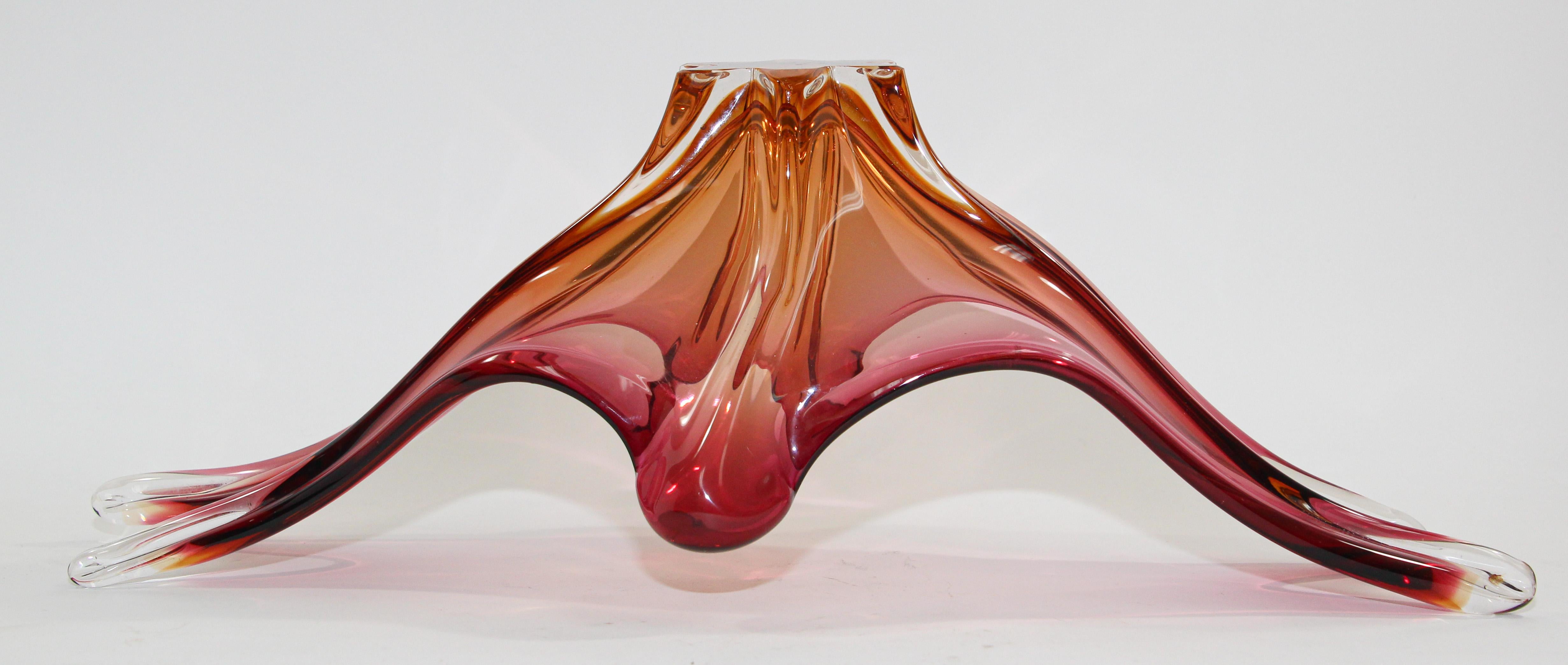 Italian Murano Handblown Sommerso Art Glass Bowl Centerpiece 3