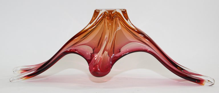 Italian Murano Handblown Sommerso Art Glass Bowl Centerpiece For Sale 4