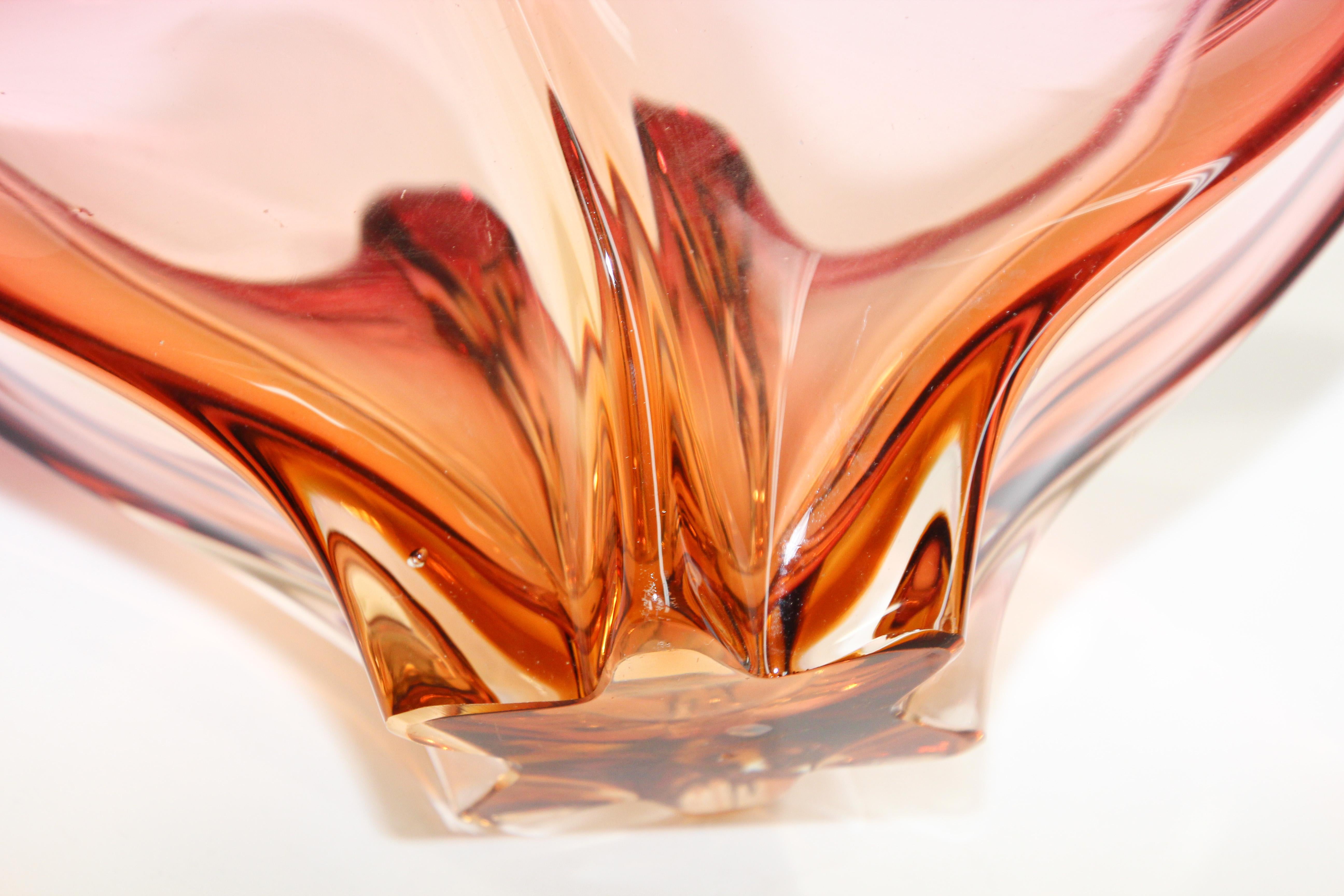 Italian Murano Handblown Sommerso Art Glass Bowl Centerpiece 4