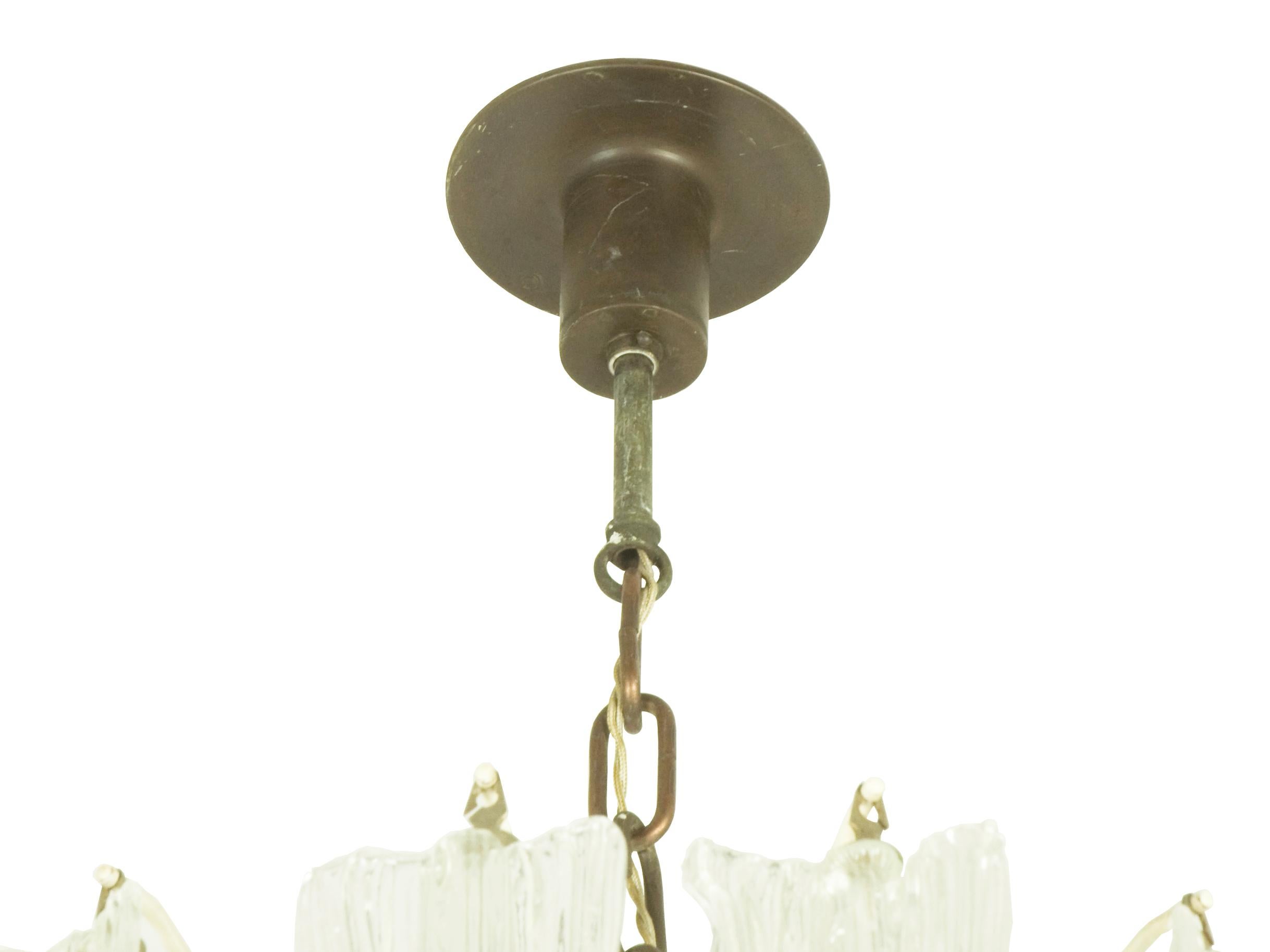 Hand-Crafted Italian Murano Handmade Glass Chandelier by Toni Zuccheri for Venini, 1960s For Sale
